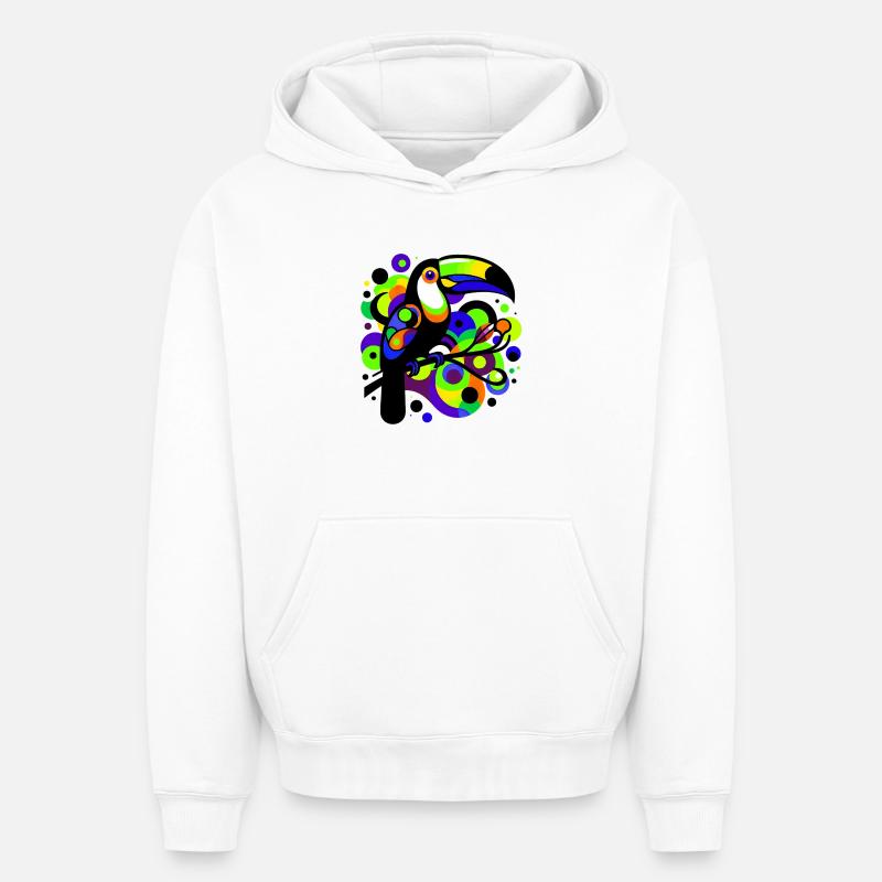 Toucan - Sweat à capuche unisexe oversize épais SPREAD - blanc
