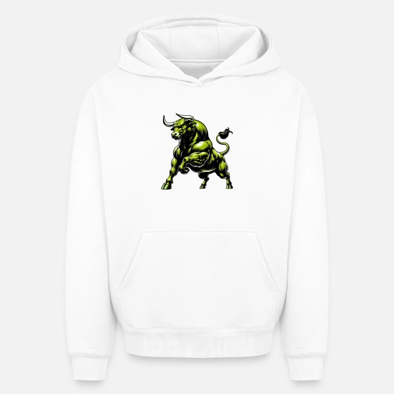 Taureau - Sweat à capuche unisexe oversize épais SPREAD - blanc