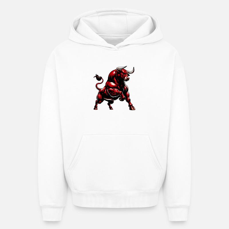 Taureau - Sweat à capuche unisexe oversize épais SPREAD - blanc