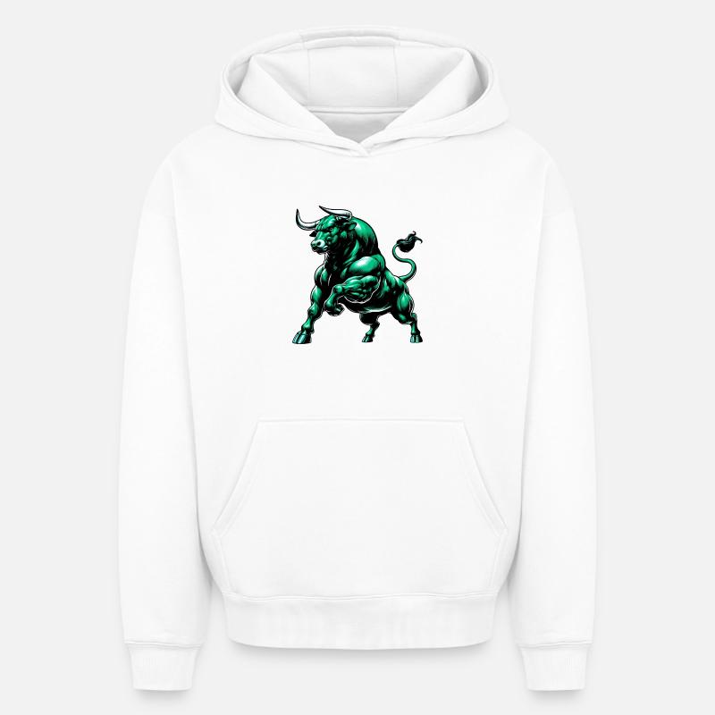 Taureau - Sweat à capuche unisexe oversize épais SPREAD - blanc