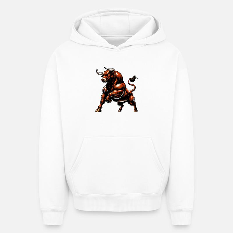 Taureau - Sweat à capuche unisexe oversize épais SPREAD - blanc