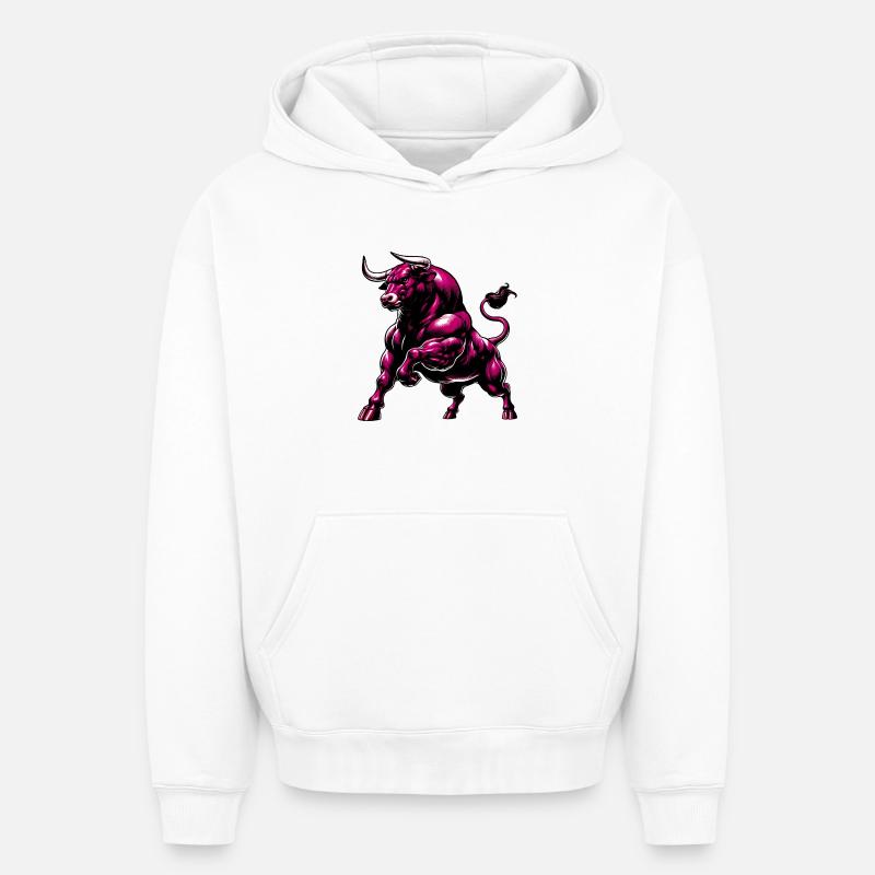 Taureau - Sweat à capuche unisexe oversize épais SPREAD - blanc