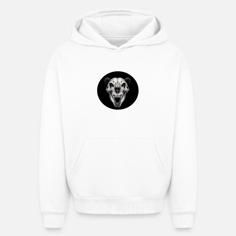 Crâne - Sweat à capuche unisexe oversize épais SPREAD - blanc