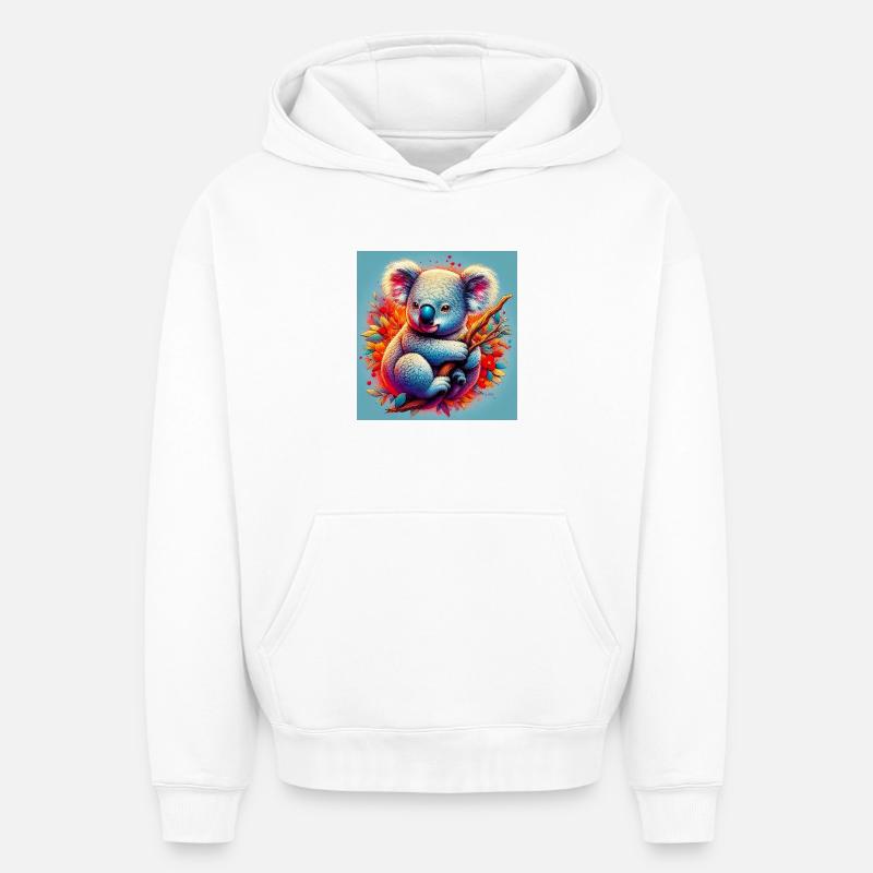 Koala - Sweat à capuche unisexe oversize épais SPREAD - blanc