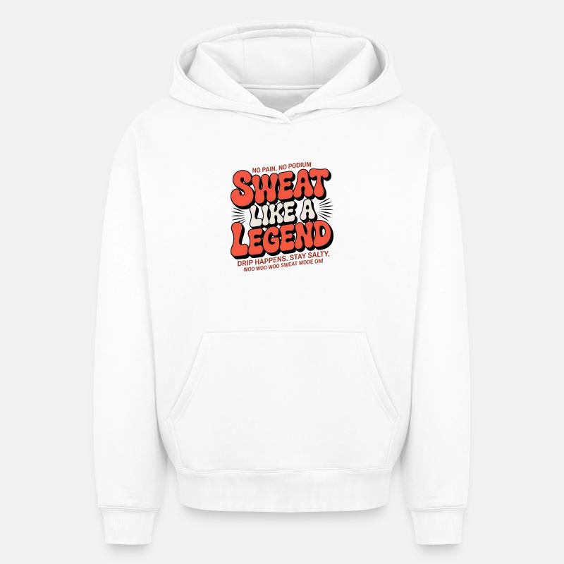 Transpirer comme une légende - Sweat à capuche unisexe oversize épais SPREAD - blanc