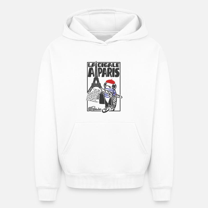 Cigale Paris - Sweat à capuche unisexe oversize épais SPREAD - blanc