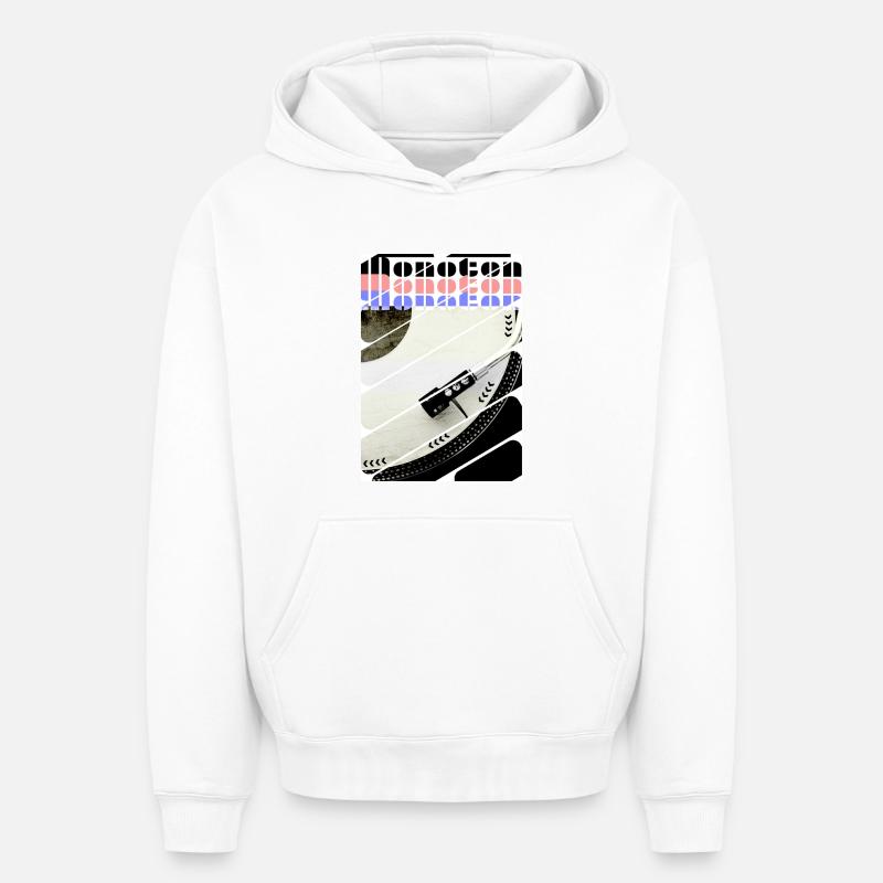 Le son mono - Vinyle rotatif - Sweat à capuche unisexe oversize épais SPREAD - blanc
