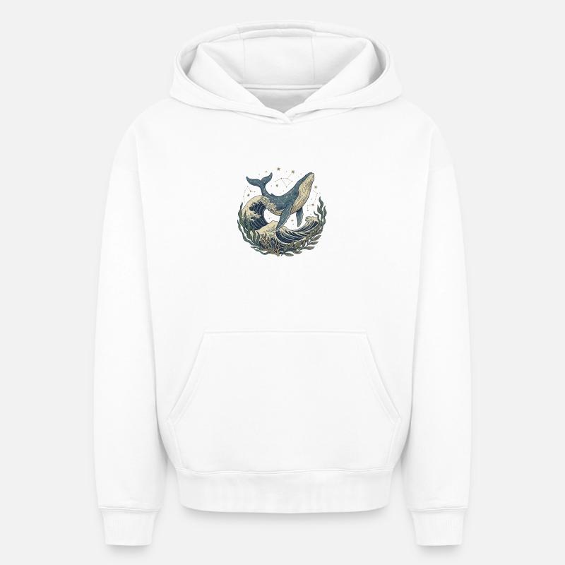 La Baleine - Pilier de l'océan - Sweat à capuche unisexe oversize épais SPREAD - blanc