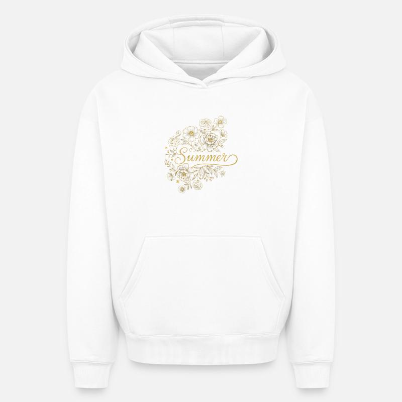 Été des Fleurs Dorées - Sweat à capuche unisexe oversize épais SPREAD - blanc