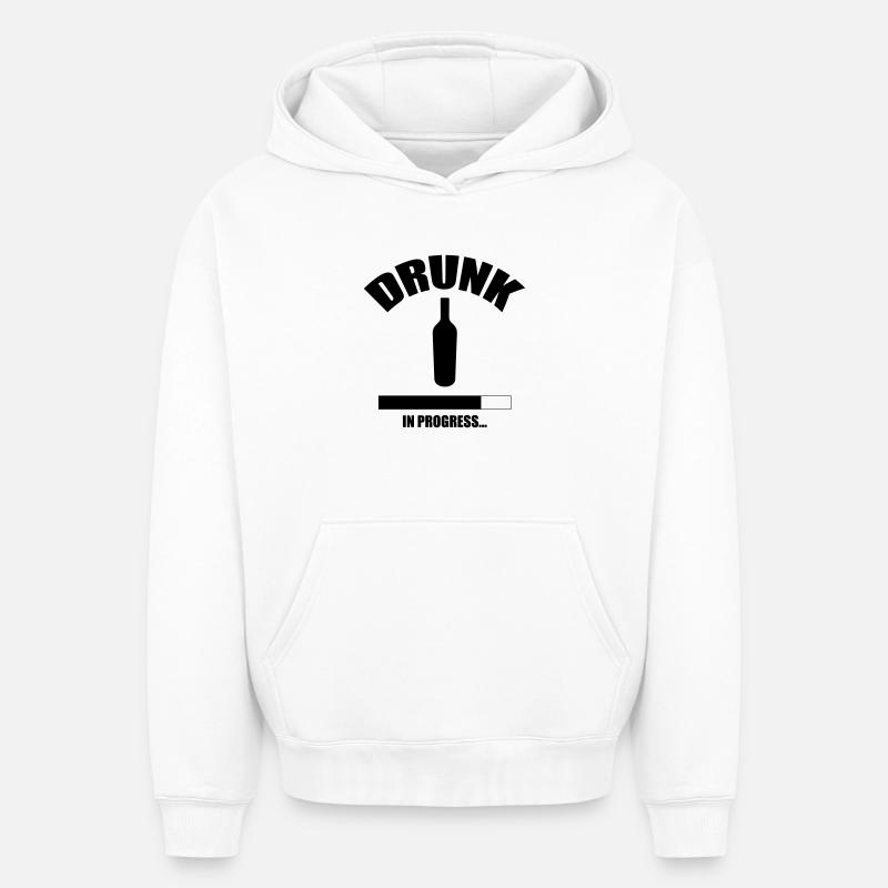 Drunk in progress... - Sweat à capuche unisexe oversize épais SPREAD - blanc