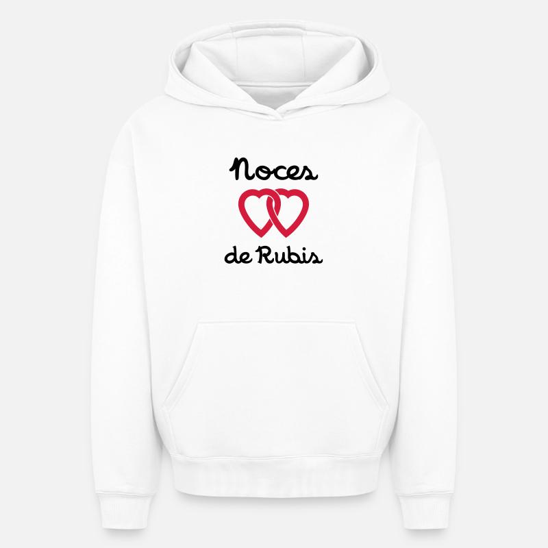 Noces de Rubis - Sweat à capuche unisexe oversize épais SPREAD - blanc