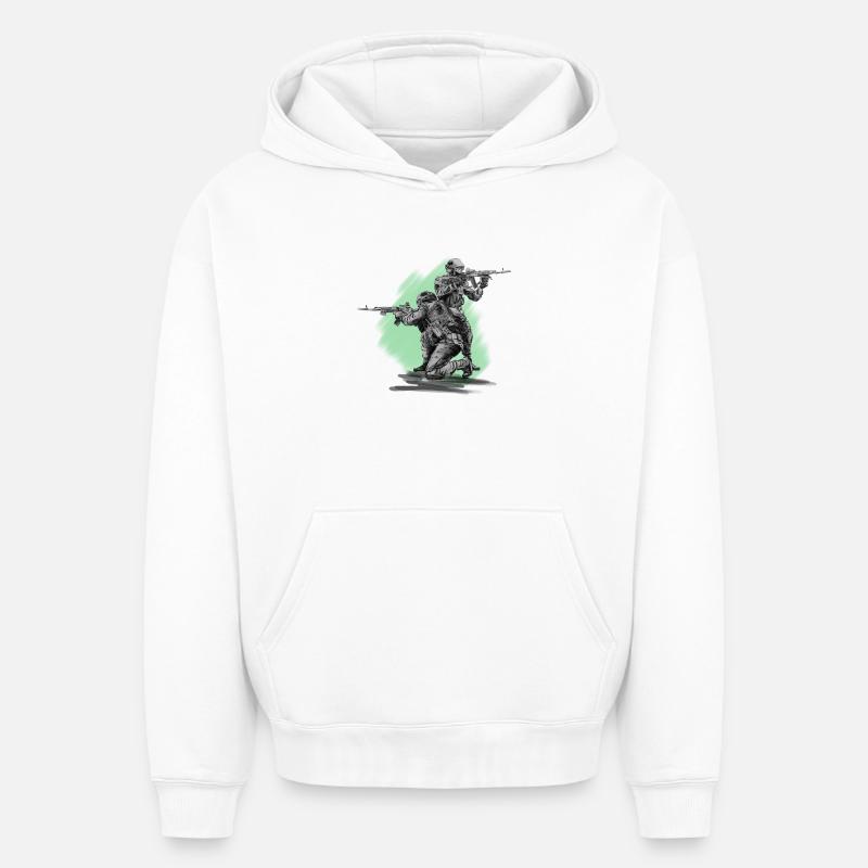 Special Forces - Sweat à capuche unisexe oversize épais SPREAD - blanc