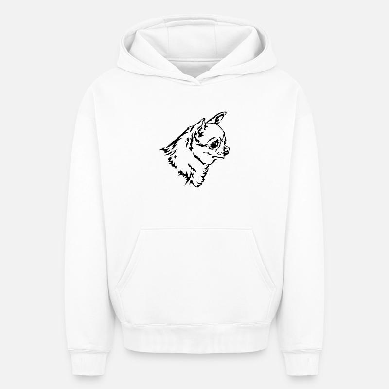 Tête de Chihuahua - Sweat à capuche unisexe oversize épais SPREAD - blanc