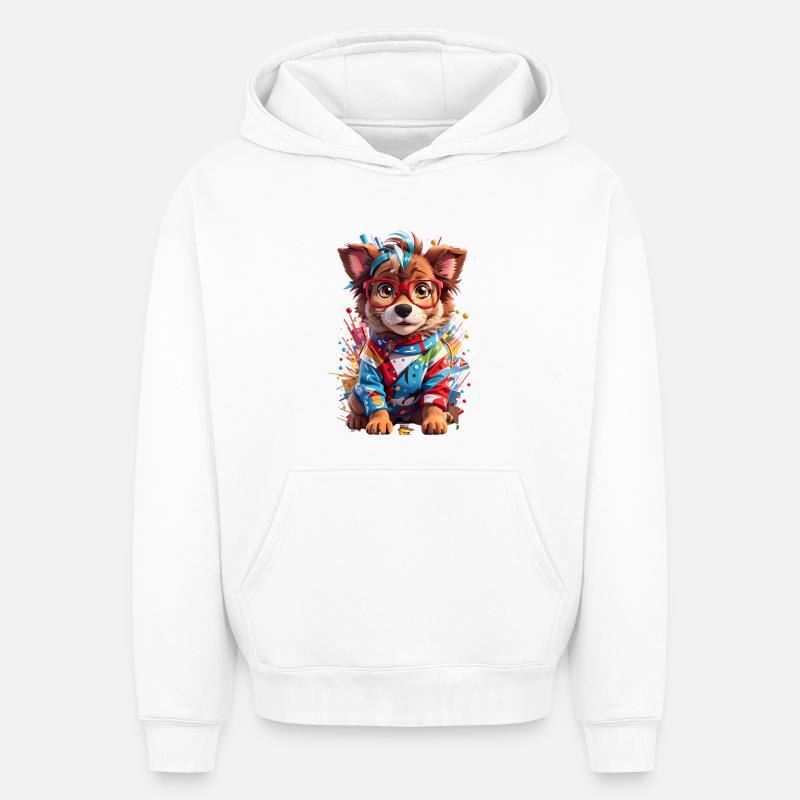 Chien 3D mignon - Sweat à capuche unisexe oversize épais SPREAD - blanc