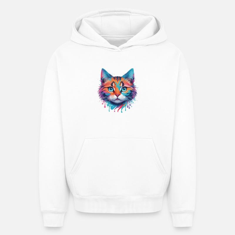 Chat mignon - Sweat à capuche unisexe oversize épais SPREAD - blanc