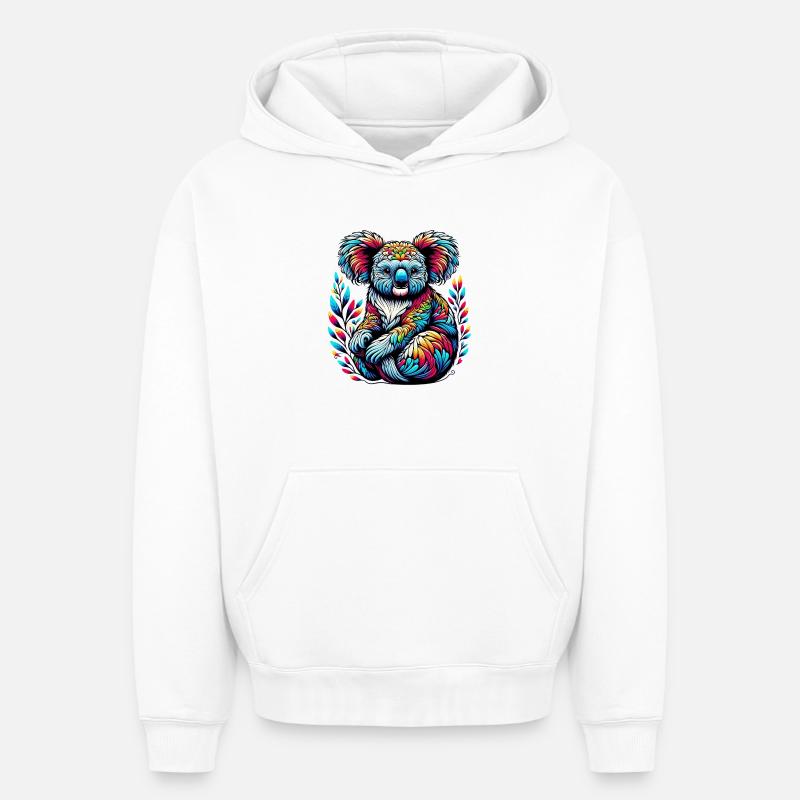 Koala - Sweat à capuche unisexe oversize épais SPREAD - blanc