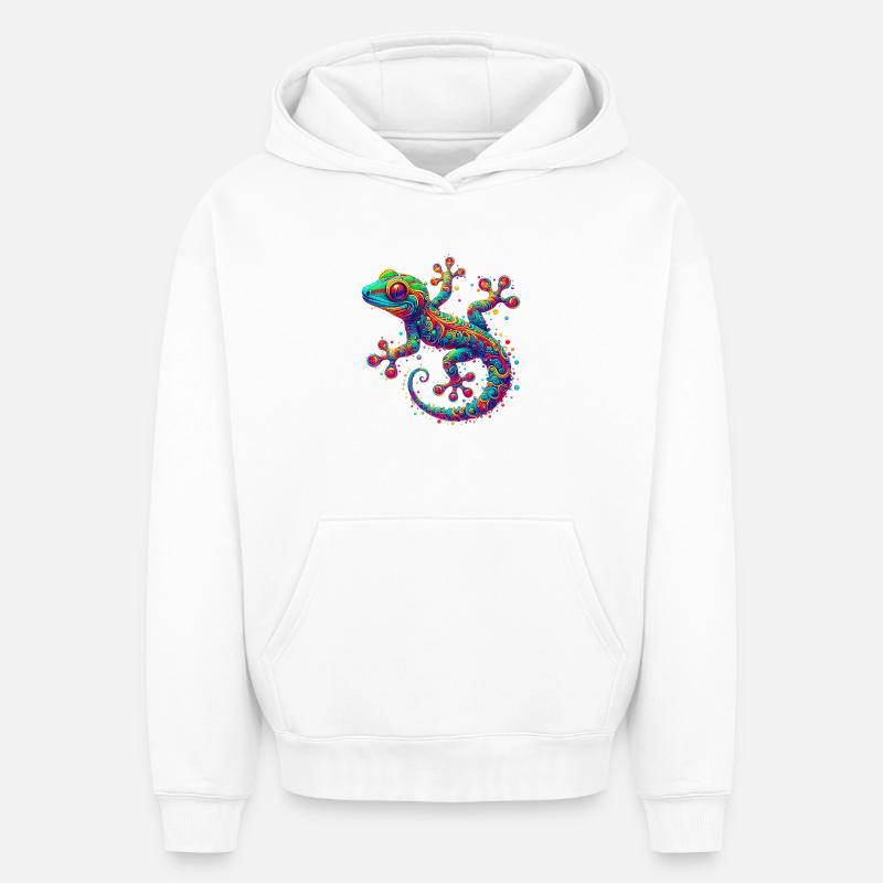 Gecko - Sweat à capuche unisexe oversize épais SPREAD - blanc