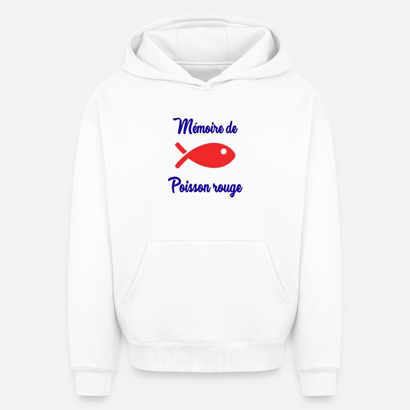 MEMOIRE DE POISSON ROUGE - Sweat à capuche unisexe oversize épais SPREAD - blanc