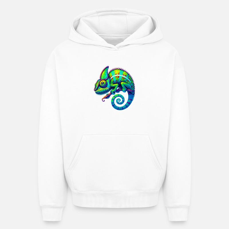 Caméléon - Sweat à capuche unisexe oversize épais SPREAD - blanc