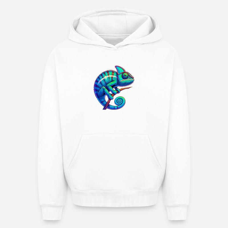 Caméléon - Sweat à capuche unisexe oversize épais SPREAD - blanc