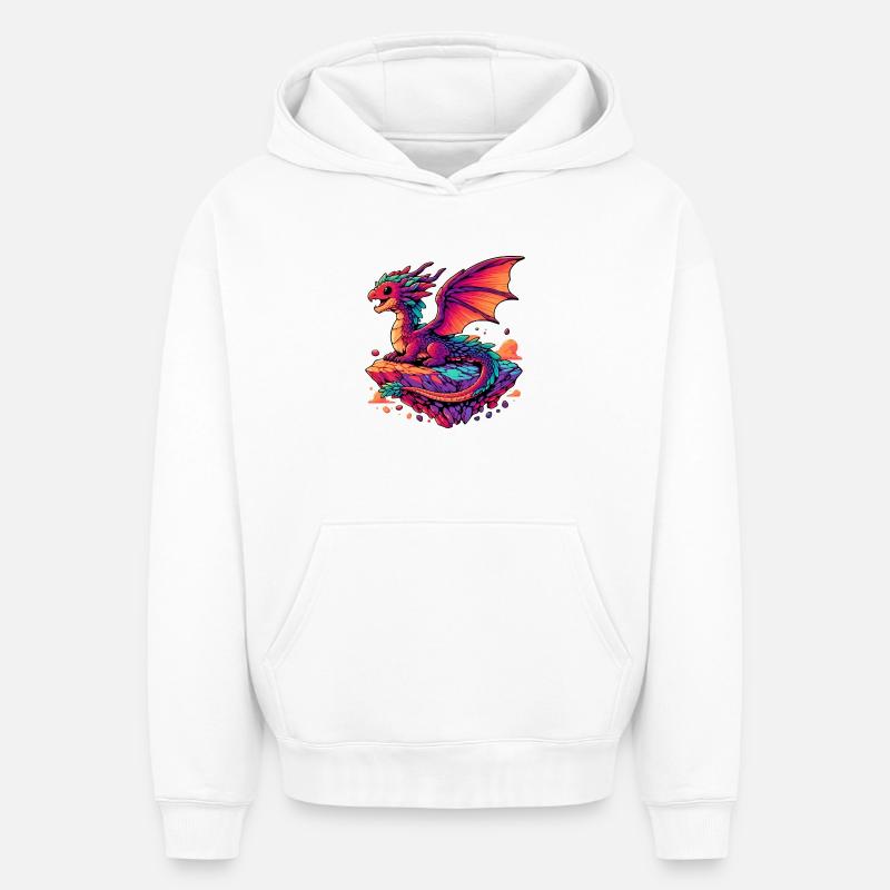 Dragon - Sweat à capuche unisexe oversize épais SPREAD - blanc