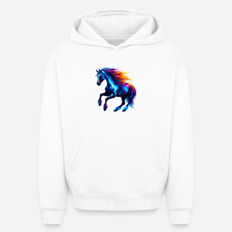 Cheval - Sweat à capuche unisexe oversize épais SPREAD - blanc
