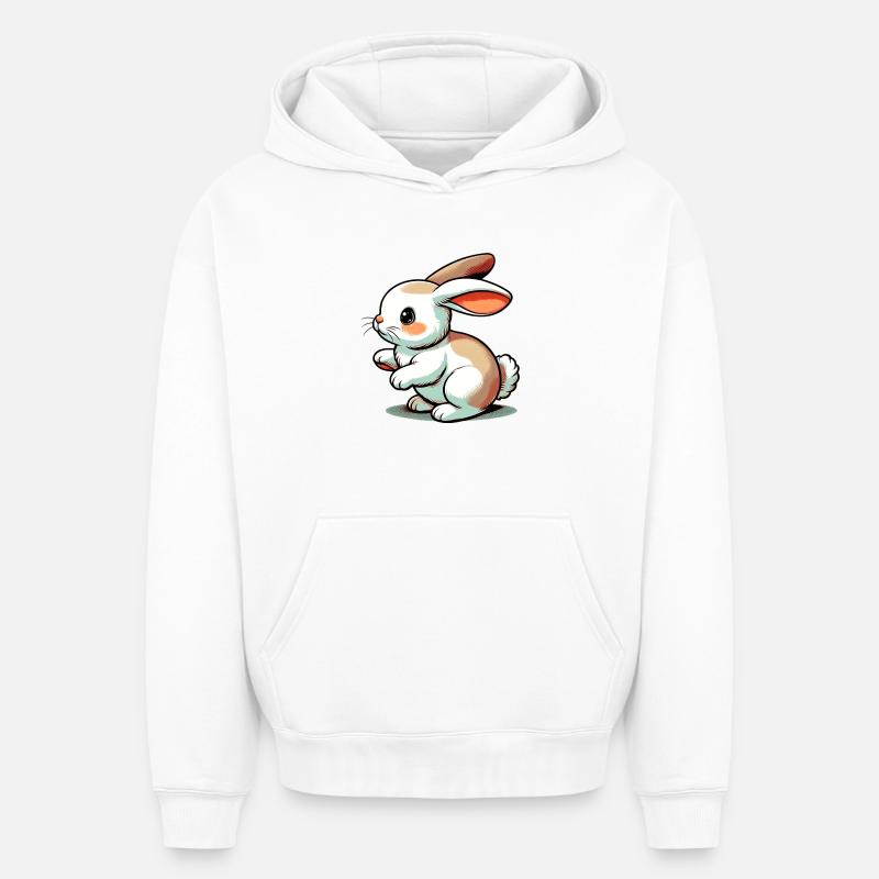 Lapin - Sweat à capuche unisexe oversize épais SPREAD - blanc