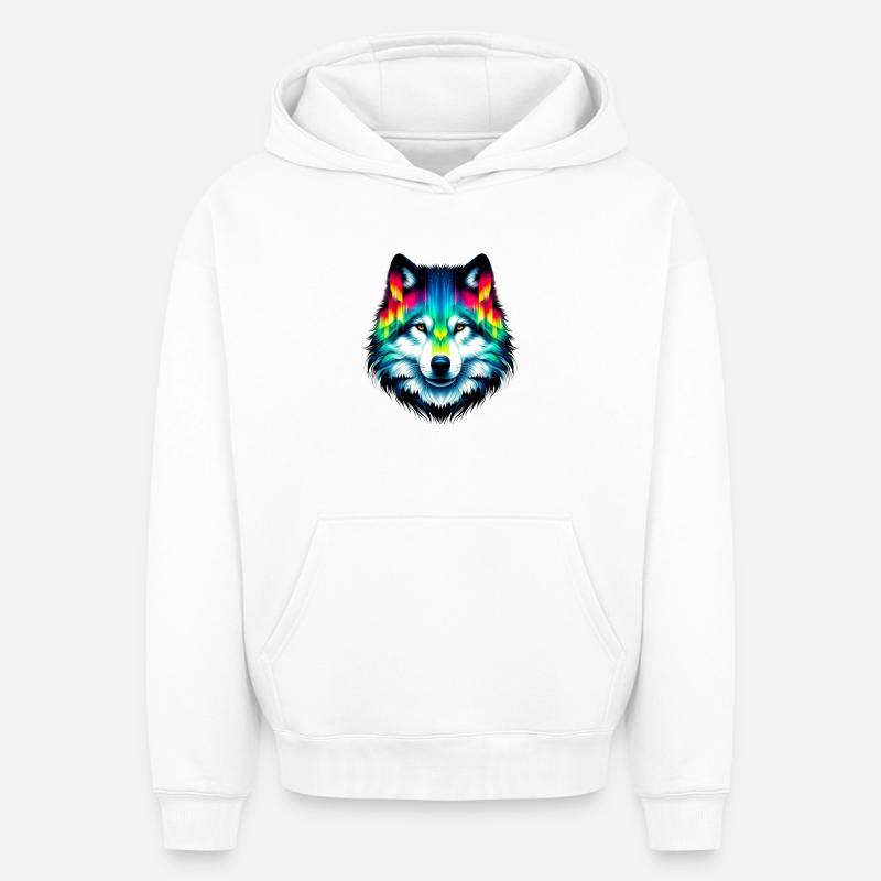 Loup - Sweat à capuche unisexe oversize épais SPREAD - blanc