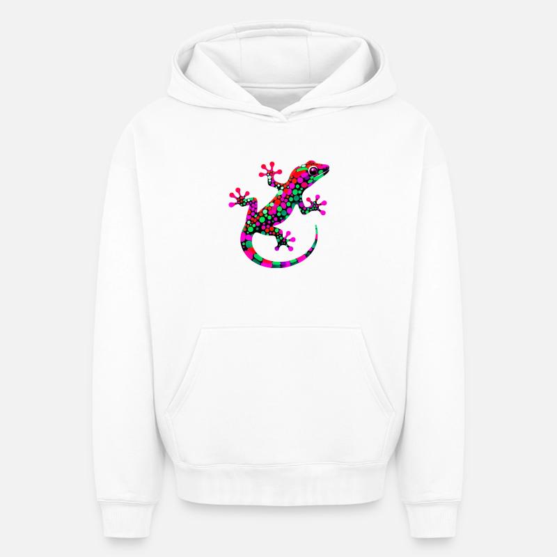 Gecko - Sweat à capuche unisexe oversize épais SPREAD - blanc