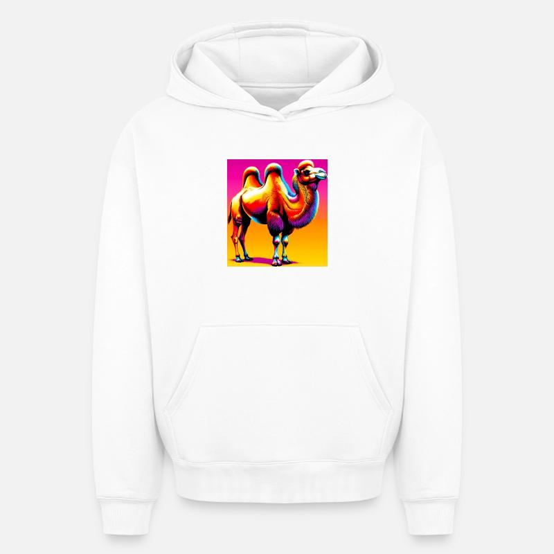 chameau - Sweat à capuche unisexe oversize épais SPREAD - blanc