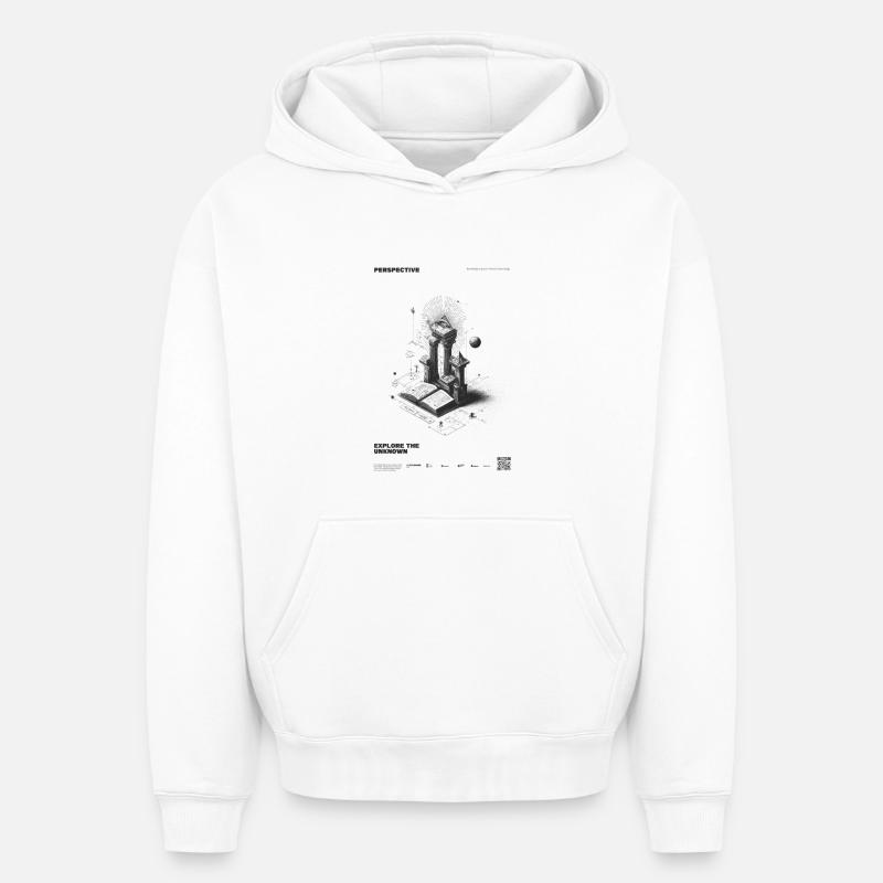 Perspective de l’espace-temps - Sweat à capuche unisexe oversize épais SPREAD - blanc