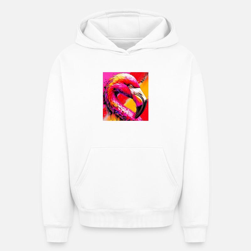 Flamant - Sweat à capuche unisexe oversize épais SPREAD - blanc