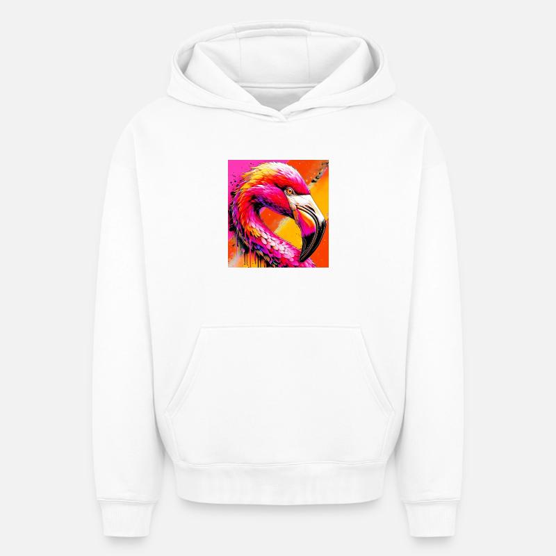 Flamant - Sweat à capuche unisexe oversize épais SPREAD - blanc