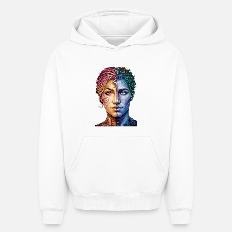 Music_is_equal - Sweat à capuche unisexe oversize épais SPREAD - blanc