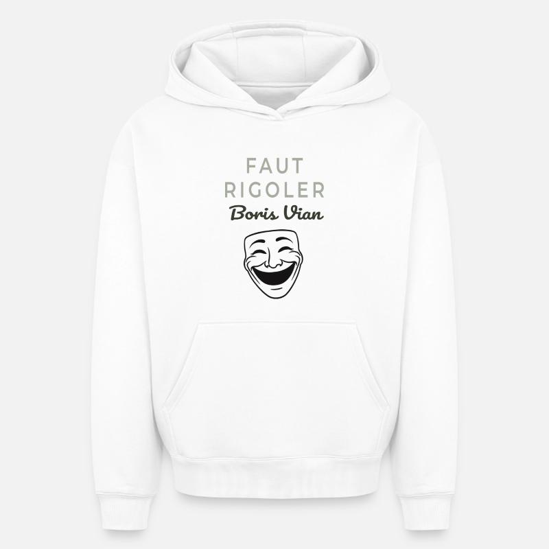 Faut Rigoler Boris Vian - Sweat à capuche unisexe oversize épais SPREAD - blanc