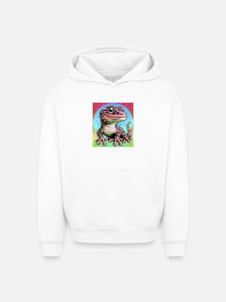 Gecko - Oversized Heavyweight Unisex Hoodie - Weiß