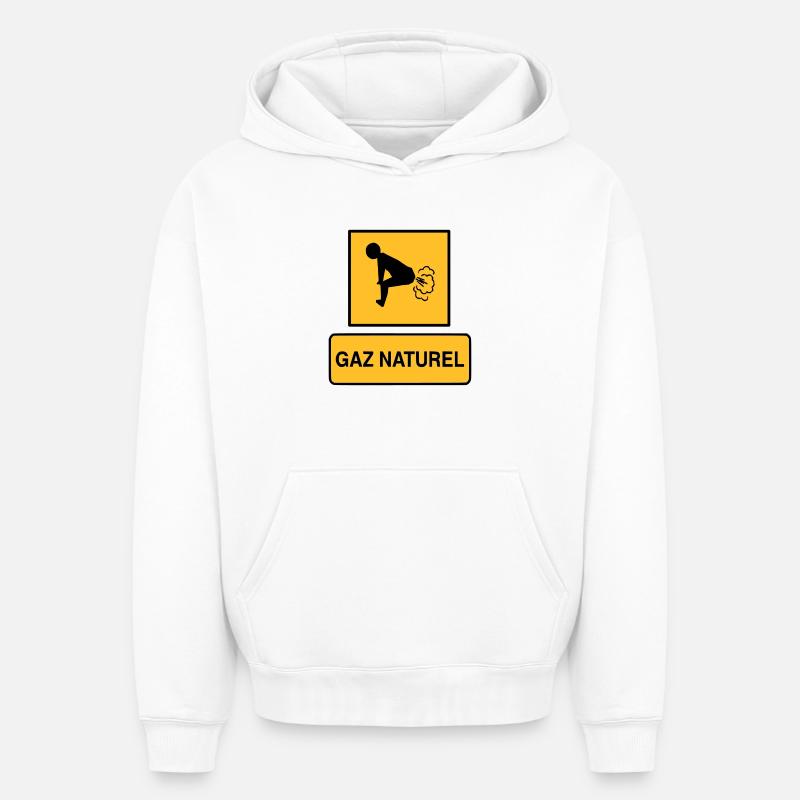 Gaz naturel - Sweat à capuche unisexe oversize épais SPREAD - blanc