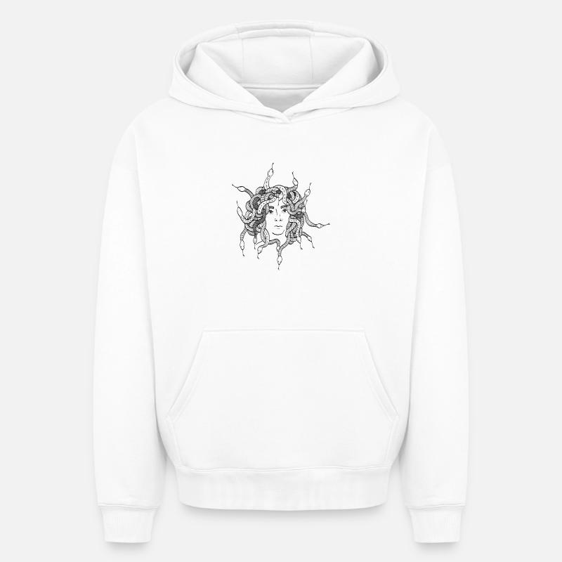 La revanche de Méduse - Sweat à capuche unisexe oversize épais SPREAD - blanc