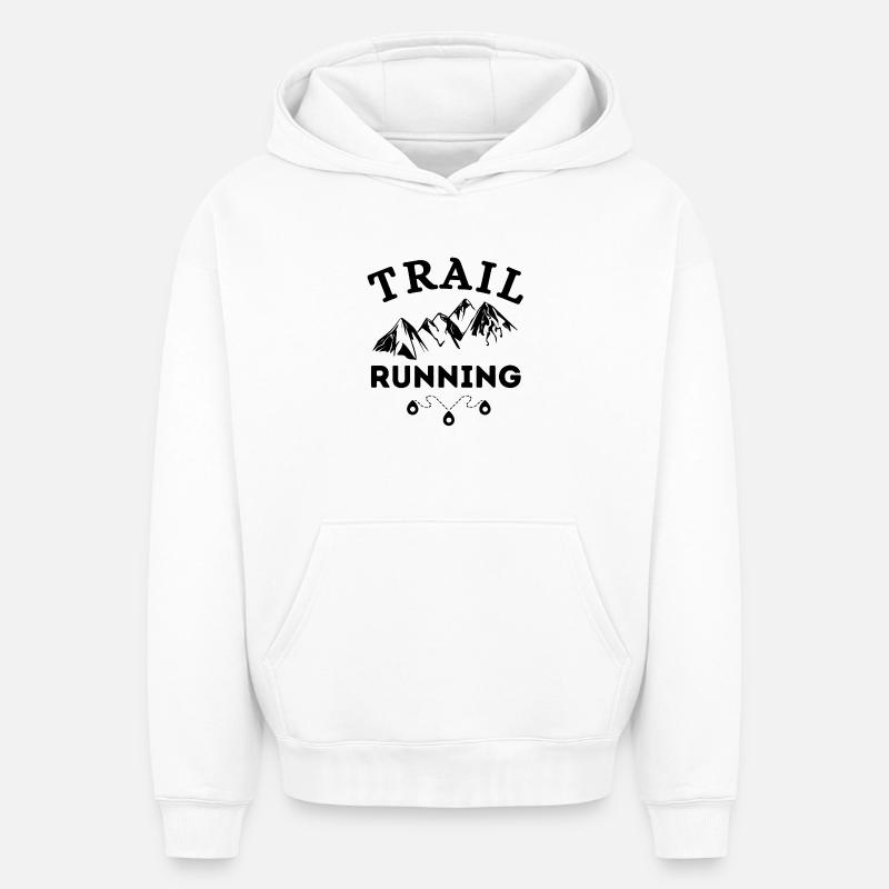 trail, trail running, course à pied - Sweat à capuche unisexe oversize épais SPREAD - blanc
