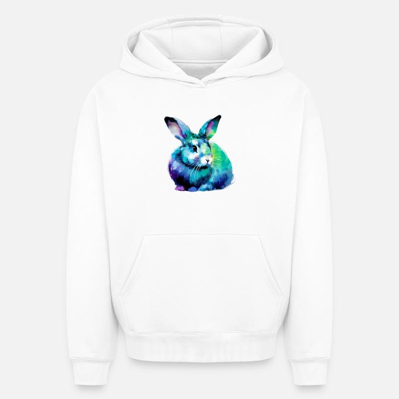 Lapin - Sweat à capuche unisexe oversize épais SPREAD - blanc