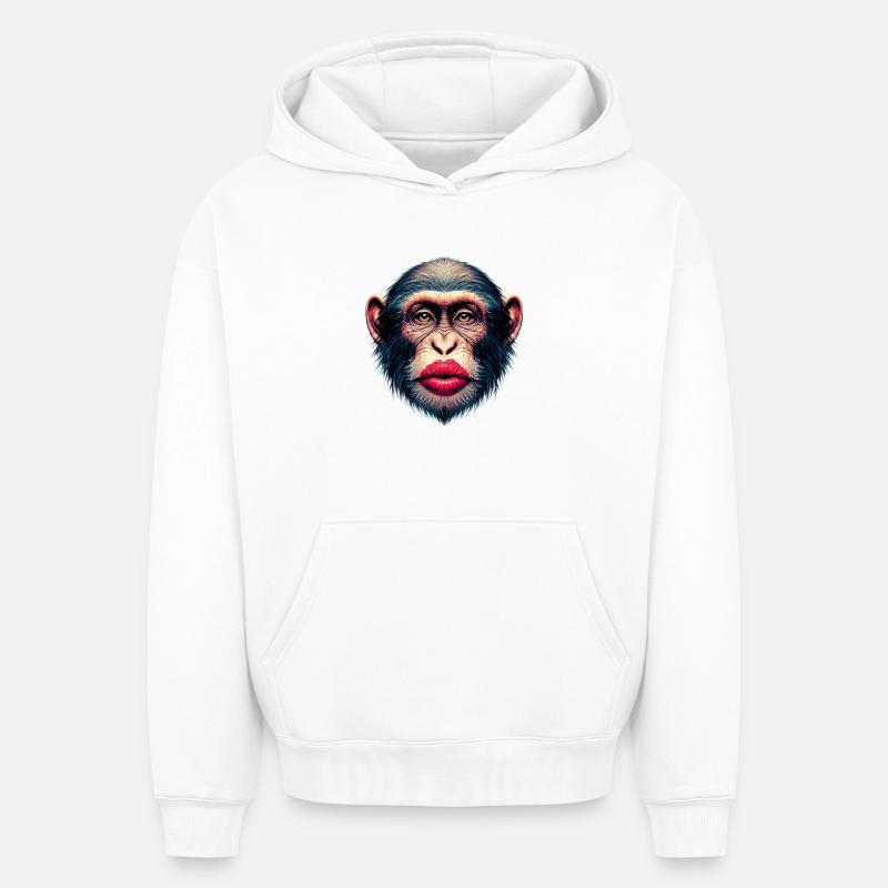 Baiser de singe - Sweat à capuche unisexe oversize épais SPREAD - blanc