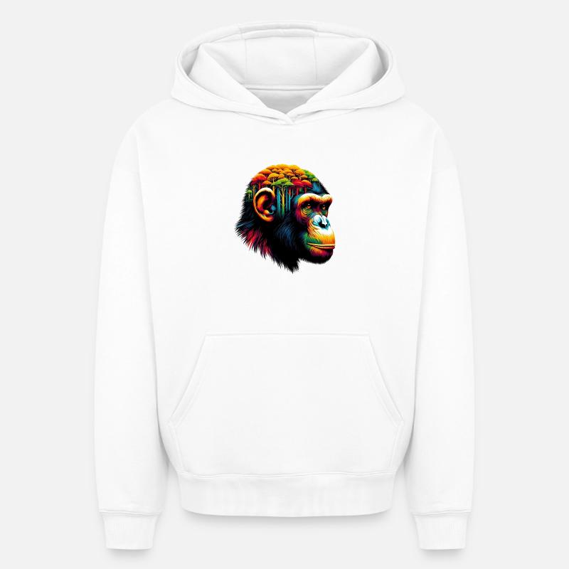 Singe - Sweat à capuche unisexe oversize épais SPREAD - blanc