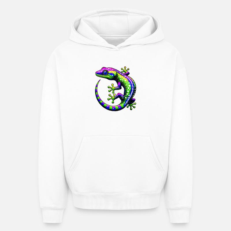 Gecko - Sweat à capuche unisexe oversize épais SPREAD - blanc