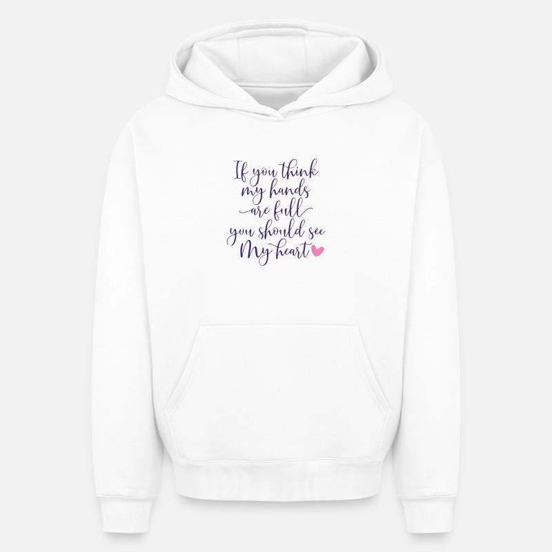 Conception de citation manuscrite inspirante - Sweat à capuche unisexe oversize épais SPREAD - blanc