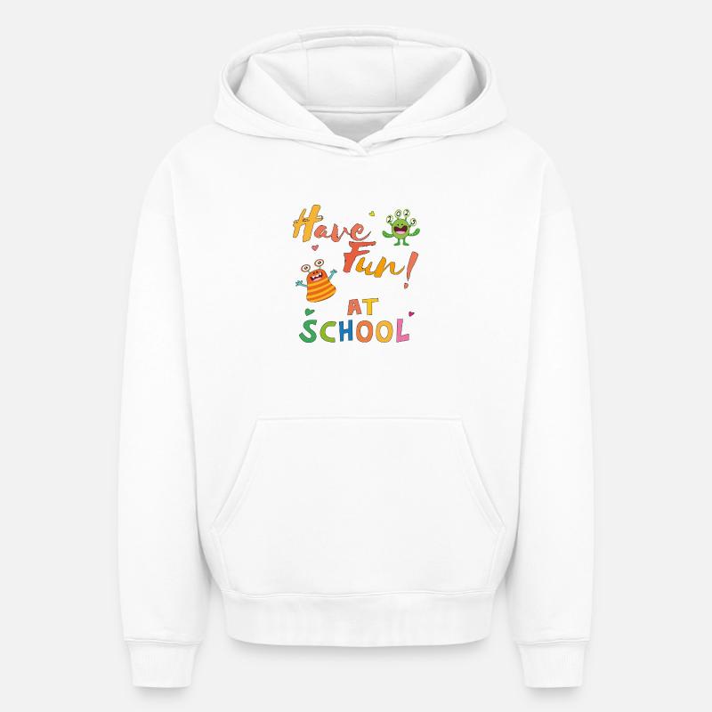 S’amuser à l’école - Sweat à capuche unisexe oversize épais SPREAD - blanc