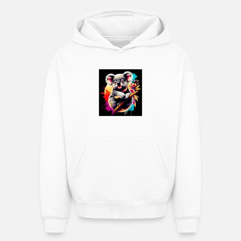 Koala - Sweat à capuche unisexe oversize épais SPREAD - blanc