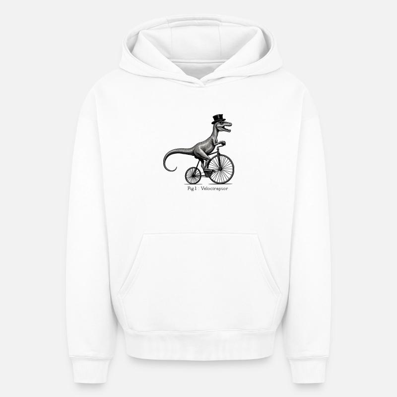 Velociraptor - Sweat à capuche unisexe oversize épais SPREAD - blanc