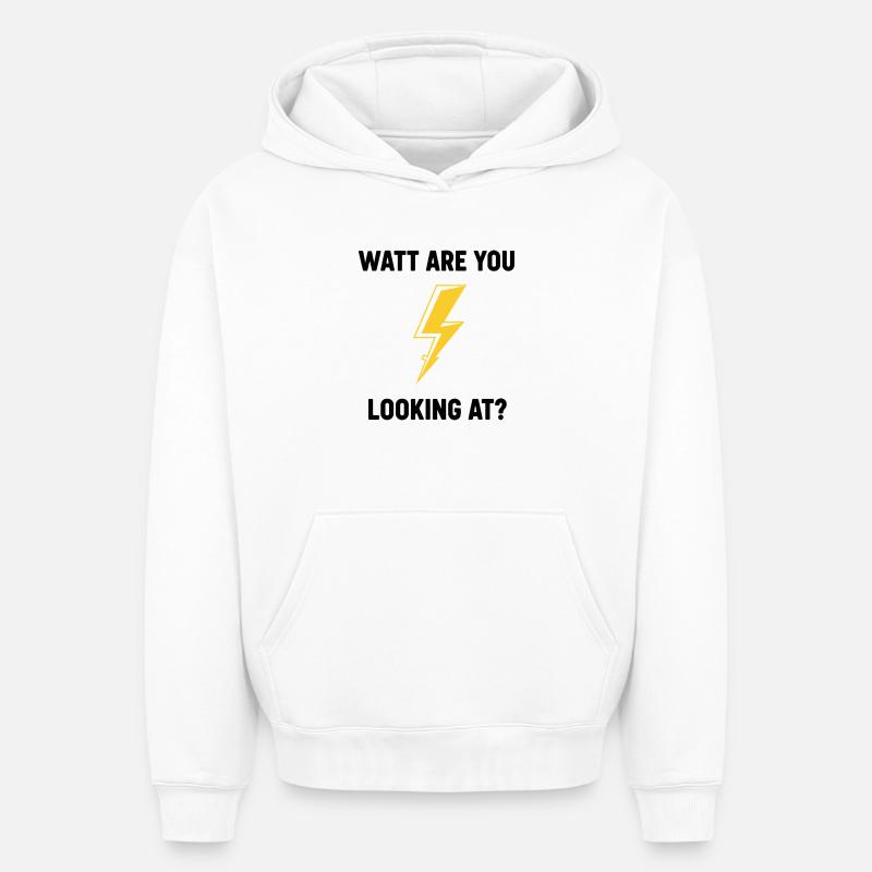 Watt Regardez-vous la conception du boulon - Sweat à capuche unisexe oversize épais SPREAD - blanc