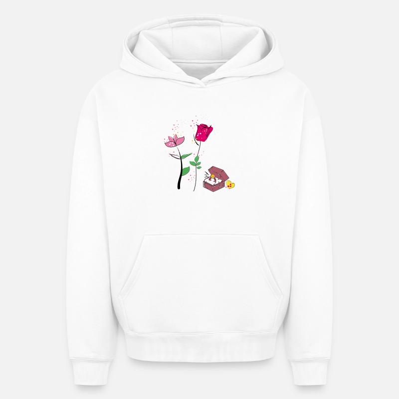 Valentine - Sweat à capuche unisexe oversize épais SPREAD - blanc