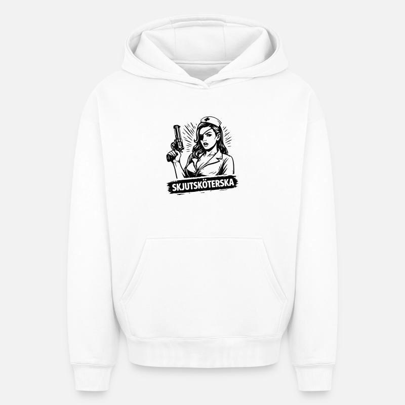 Infirmière de tir - Sweat à capuche unisexe oversize épais SPREAD - blanc